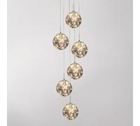 KAUCQI LED Chandelier Staircase Pendant Light, 6 Glass Balls Creative Long Pendant Lamp, LED Chandelier,Hanging Ceiling Light Adjustable Length Crystal Light Fixtures
