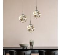 KAUCQI LED Pendant Light, 3 Glass Balls Creative Star Clear Long Pendant Lamp, Staircase LED Chandelier, Pendant Lights with Adjustable Length