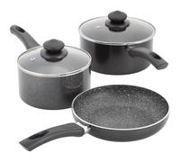 Kaufmann Non Stick Induction Hob Pan Set, 16cm/18cm Saucepans and 20cm Frying Pan Easy Clean Granite Coated with an Aluminium Base, Cookware Suitable for All Hob Types Including Induction, PFOA Free