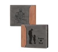 Kaululu Personalised Men Wallet with Photo Name Dad Leather Wallet with Credit Card Case Coin RFID Protection Gifts for Dad Grandpa Husband Christma Birthday (B-Dad&Daughter)
