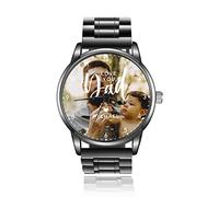 Kaululu Personalised Men Watch with Photo and Name Engraving, Stainless Steel PU Leather Strap Watch, Gift for Dad, Husband, Grandad, Father's Day (Style 3)