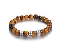 Kaululu Personalised Mens Leather Bracelets with 3 Names Engraved Natural Beads Bracelet Leather Braid Bracelet Gifts for Men Dad Husband Grandpa Boyfriends Brown