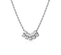 Kaululu Personalised Men's Necklace with Name Engraving Stainless Steel Necklace with Beads for BFF Family Friendship Gift Dad Birthday Christmas Father's Day (#Silver-5)