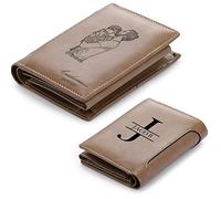 Kaululu Personalised Wallet with Name Photo Capital Letters Engraved for Men with Card Holder Brown Leather Wallet Personalised Gift for Dad Father Husband