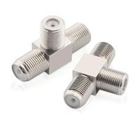 Kaunosta F Type Splitter 3 Way F-Type Female to 2 Female RG6 Coaxial Cable Splitter T-Shape 2 in 1 Out Coaxial Connector Combiner for TV Video VCR Antenna TV Cable Satellite Tuner Antenna 2Pcs