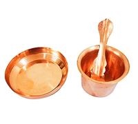 KAUSHEVA Copper Panch Patra with Achmani Pali and Copper Plate