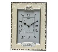 KAUZA Shudehill Clocks-25th Anniversary Silver Wedding Celebration Quartz Table Clock, White, 19.5cm x 14.5cm