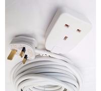 Kav 1 Way Extension Lead 10M Gang Cable - 13A Amp Electrical Mains Adapter For Laptop, Computer, Tv, Dvd And More - White
