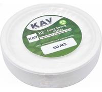 KAV 10 Inch Biodegradable Bagasse Plates - Disposable Super Rigid Sugarcane Fiber, Compostable Plates, Ideal for Parties, BBQs, Picnics, Weddings - Pack of 100