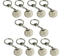Kav 10 Pieces Trolley Coin Holder Stainless Steel Keyring Set For Both Men & Women - Home And Office Keys, Trolley Release Key