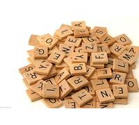 KAV 100 Pieces Wooden Alphabet Tiles with Black Crafts A-Z Capital Letters and Numbers - Children's Educational Toy for Kids, Home, Office Decor, Board Game, Jewellery and DIY Projects