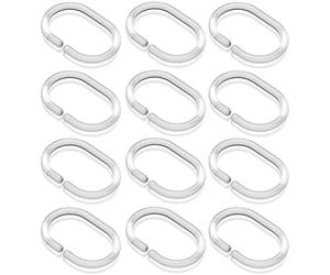 KAV 12pcs 12 Pieces Bathroom Shower Replacement Curtain Rings Hooks C-Rings (Clear)