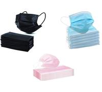 Kav 150 Pcs 3 Ply Disposable Face Masks (50Xblue,black & Pink) Face Covering High Filterability, For Sensitive Skin Face Mask