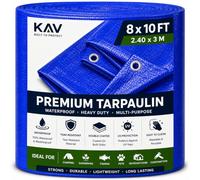 KAV - 2.40 x 3M (8x10 FT) Blue Strong Waterproof Universal Tarpaulin Tarp sheet in - Ground Sheet Covers For Camping Fishing Gardening Pets Premium Quality Cover Made of 80 gram
