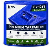 KAV - 2.40m x 3.60m (8x12 FT) Blue Strong Waterproof Universal Tarpaulin Tarp sheet in - Ground Sheet Covers For Camping Fishing Gardening Pets Premium Quality Cover Made of 80 gram