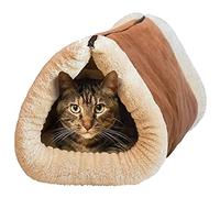KAV 2 in 1 Tube Cat BED and MAT with Self Heating Thermal Core | Soft Fur Free Cosy Pet Tunnel Warm Portable House for Puppies, Small Dog - Plush and Fleece Pet Accessories