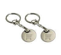 KAV 2 Pieces Trolley Coin Holder Stainless Steel Keyring Set For Both Men & Women - Arrange for Home and Office Keys - Shopping, Trolley Release Key