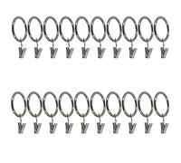 KAV 20 PCS Silver Chrome Rings with Clips for Curtain Hanging | Drapery Window Decoration with Ring Hooks for Clamp Hanger, Party String Light and Home Decoration- Pack of 20