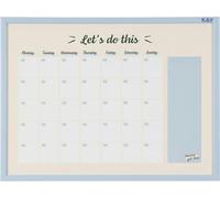 KAV 23.62" x 17.72" Magnetic Dry Erase Monthly Planner White Board - Stylish Pastel Collection Blue MDF Frame - Easy Install and Clean Weekly Planner