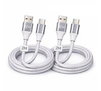 Kav 2M Usb A To Usb C Cable Fast Charging High Speed Data Sync Durable Braided Nylon Tangle Free Usb For Android Phones(Pack Of 2)