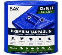 KAV - 3.6m x 4.80m (12x16 FT) Blue Strong Waterproof Universal Tarpaulin Tarp sheet in - Ground Sheet Covers For Camping Fishing Gardening Pets Premium Quality Cover Made of 80 gram