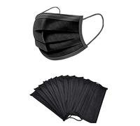 KAV® 3 Ply Disposable Face Masks | Face Covering | High Filterability, Suitable For Sensitive Skin Breathable Face Mask (Black) (100)
