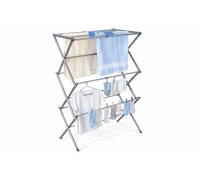 KAV 3-Tier Silver Expandable Clothes Airer, 48-73 cm Adjustable Drying Rack with 11m Line, Foldable Lightweight Metal Indoor Outdoor Laundry Dryer, 10kg Load Capacity