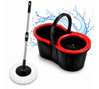 Kav 360 Spin Mop & Bucket Set With 1 Microfibre Mop Heads, Telescopic Handle, Rotating Floor Cleaning Mop, High Absorbency