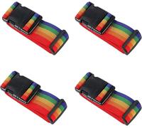 KAV 4 Pack Rainbow Luggage Straps - Heavy Duty, Suitcases Belts with Quick-Release Buckle, Non-Slip Belts for Travel Accessories Adjustable Bag Strap
