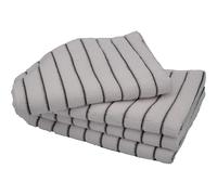 KAV 4 Pieces Soft Microfibre Tea and Dish Towels-Super Absorbent and Lint Free Kitchen Towel with White and Grey Stripe (45x65cm)