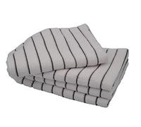 KAV 4 Pieces Soft Microfibre Tea and Dish Towels- Super Absorbent and Lint Free Kitchen Towel with White and Grey Stripe (45x65 cm, 300 GSM)