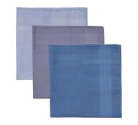 KAV 40x40 CM Pack of 3 Men's Cotton Handkerchief with Imprinted Border - Polycotton Multifunctional Large Pocket Squares Hankies for Men, Father, Dad, Friend - White