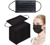 KAV® 50 pack 3 Ply Disposable Face Masks | Face Covering | High Filterability, Suitable For Sensitive Skin Breathable Face Mask (100, Black)