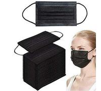 Kav 50 Pack 3 Ply Disposable Face Masks Face Covering High Filterability, Suitable For Sensitive Skin Face Mask (100, Black)