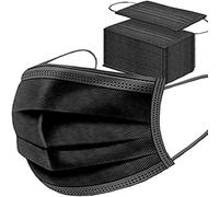 KAV - | 50 PCS | Disposable 3-Layer Face Masks, High Filterability, Suitable For Sensitive Skin & Shopping | Schools | Outdoor | BLACK