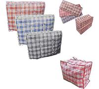 Kav 6X Laundry Bags Reusable Extra Large Jumbo Strong Zipped Storage Xl Bag Moving With Zipper & Handles Checkered (63X58X22)