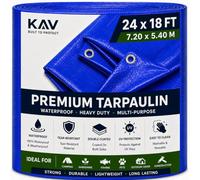 KAV 7.20 x 5.40m (24x18 FT) Blue Waterproof Tarpaulin Tarpoline tarpaulins Tarp for Universal Covering Garden Furniture, Camping, Roof Caravan Building site Ground Sheet with Eyelets 120 GSM