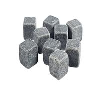 KAV 9 Pcs Reusable Whisky Granite Stones Set Refreezable Ice Drink Cubes Chilling Rocks Gift Set with Pouch for Cold Drinks, Scotch, Brandy