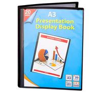 KAV A3 Presentation Display Book 20 Pockets, 40 Views Acid Free Copy Safe Durable PP Material Polly Pocket Folder in Blue KAV Blue A3