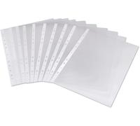KAV A4 Clear Plastic Punched Pockets, Heavy Duty 55 Micron Polypropylene with Reinforced Filing Strip | Size: Large KAV Clear Large