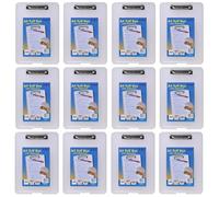 KAV A4 Clear Strong Plastic Clipboard with Storage Box - Weatherproof Tuff Box File - Durable Organizer for Stationery, Tools & Equipment - Translucent Polypropylene Box with Metal Clip - Pack of 12