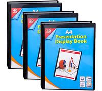 KAV A4 Display Presentation Book 40 Pockets, 80 Views Acid Free Copy Safe Durable PP Material Polly Pocket Folder in Blue | Size: 1 Pack KAV Blue 1 Pack
