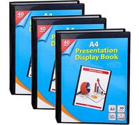 Kav A4 Display Presentation Book - 40 Pockets, 80 Views - Acid Free Copy Safe Durable Pp Material Polly Pocket Folder Pack Of 3