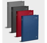 KAV A4 Page Day Diary 2025 Half page weakends Assorted x1 Silver Foil Cover, Hardcover with Ribbon Bookmark Daily Journal Planner KAV Multicolor