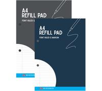 KAV A4 Ruled Refill Pad - 130 Pages (65 Sheets) Notepad with 2 Punched Holes in White | Size: 1 Pack KAV White 1 Pack