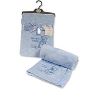 KAV Baby Cute As A Button Wrap Fleece Blanket for Girl/Boy Super Soft Teddy Bear Image Blankets for Newborn Babies, Toddlers, Infants - 75x100 CM - Sky