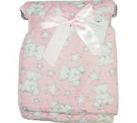 KAV Baby Girl Soft Fleece Wrap Blanket Pram Cot Crib Moses Basket Pink Teddy