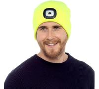 KAV Beanie Hat Knitted Winter Hat with Built-in LED Light, Hands-Free Visibility for Workwear, Jogging, Dog Walking, Fishing & Camping - Mens-Neon - One Size