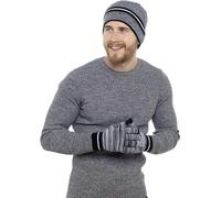 KAV Beanie Hat Knitted Winter Hat with Built-in LED Light, Hands-Free Visibility for Workwear, Jogging, Dog Walking, Fishing & Camping - Mens-Hat Gloves Set - One Size