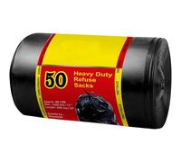 KAV Black Bin Bags Heavy Duty 50 Pack - 85 Litre 40 Micron Strong Bin Liners, Tear & Leak Resistant Rubbish Trash Bags for Recycling, Perfect for Household Waste, Commercial Kitchen & Caterers